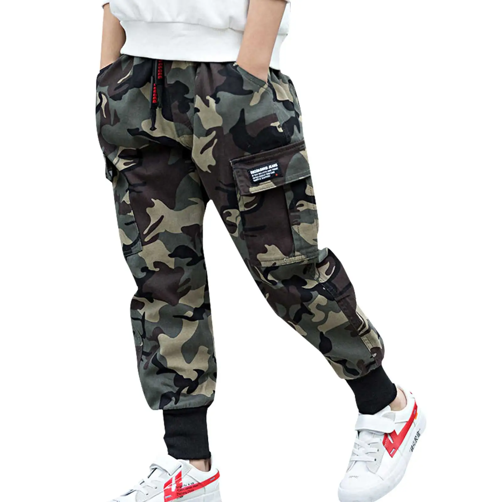 

Камуфляжные брюки для мальчиков, детские брюки-карго для мальчиков, спортивные брюки, модные брюки в стиле хип-хоп для джазовых танцев, джог...