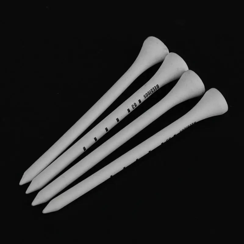 

80pcs 83mm Wooden Professional Golf Tees System White Striped Digital Scale