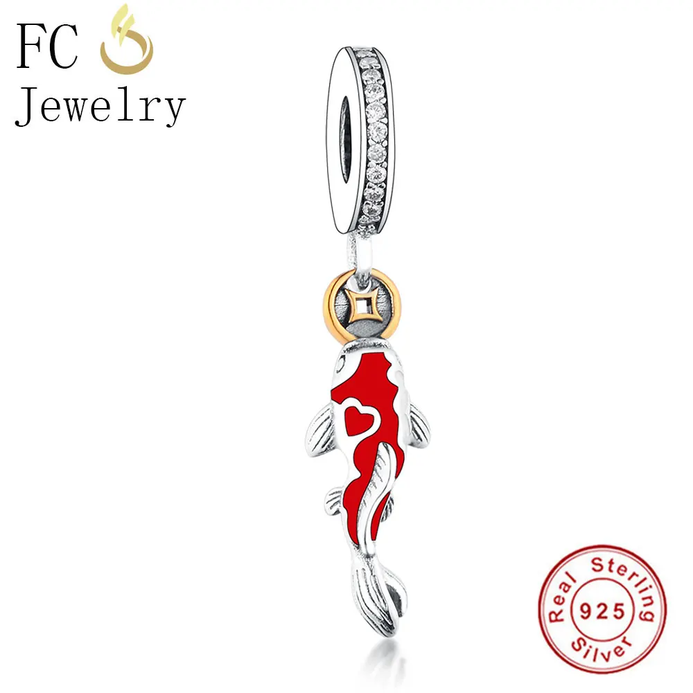 FC1016 FC ювелирное изделие, браслет Pandora, 925 серебро, морской коралл, золото, раковина для рыбы, голубой тигровый глаз, ангел, камень, бисер, Berloque, сделай сам - Цвет: FC1016