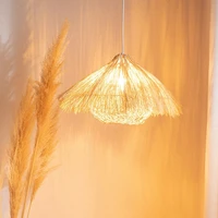 hand knitted bamboo pendant light chinese style weaving hanging lamp home decoration indoor use for living room lighting fixture