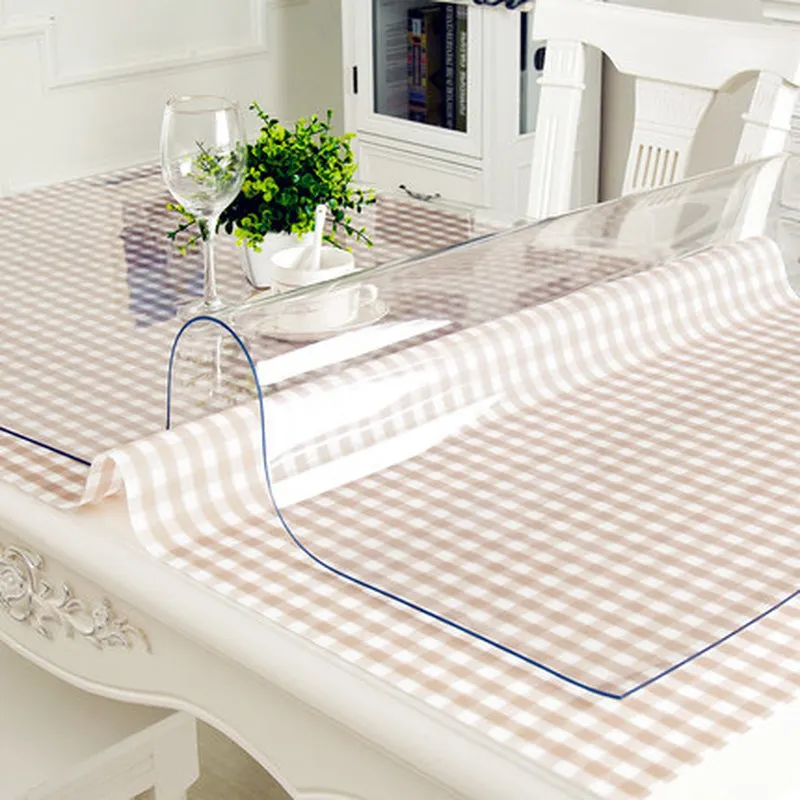 PVC transparent tablecloth waterproof and oil-proof anti-scalding silicone soft glass rectangular tablecloth kitchen table mat