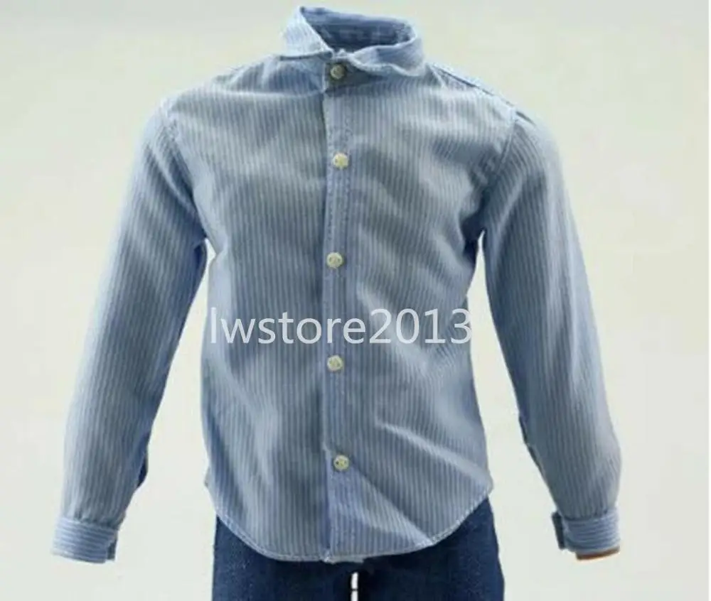 

In Stock 1/6 Male Blue Strips Shirt Model Clothing Top Clothes Fit 12'' Man Action Figure For Collection