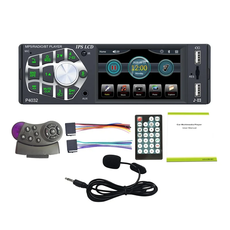 

3,8 дюймовый Автомагнитола Bluetooth автомобильный аудио MP5 плеер Автомобильный радиоприемник FM 1 Din радио плеер управление колесом