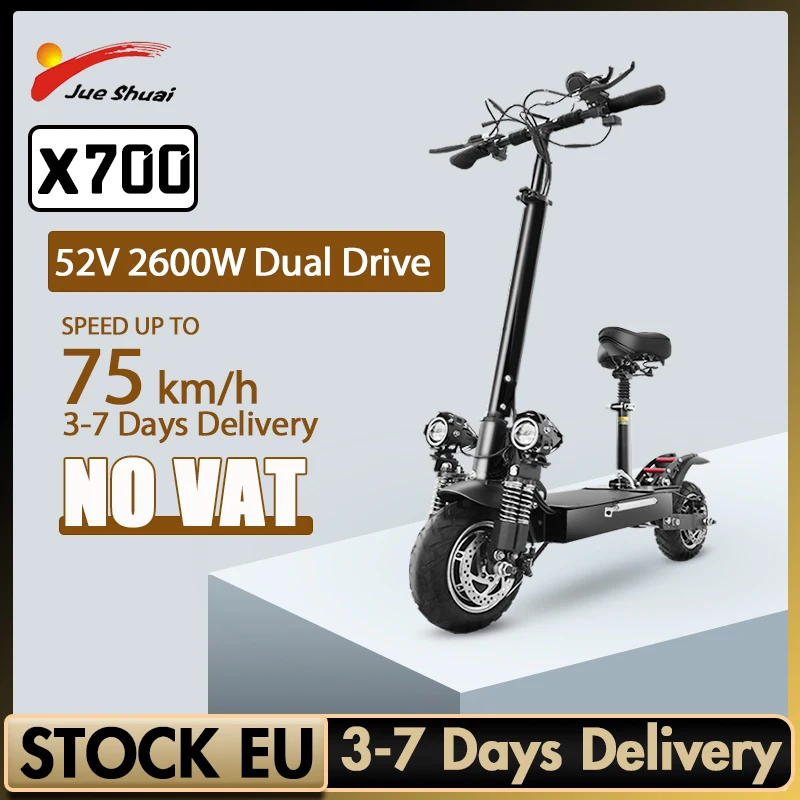 

75KM/H Max Speed 52V Electric Scooter 2000W Dual Drive Adult E Scooter 70KM Long Range Trotinette Électrique 52V 20A Battery