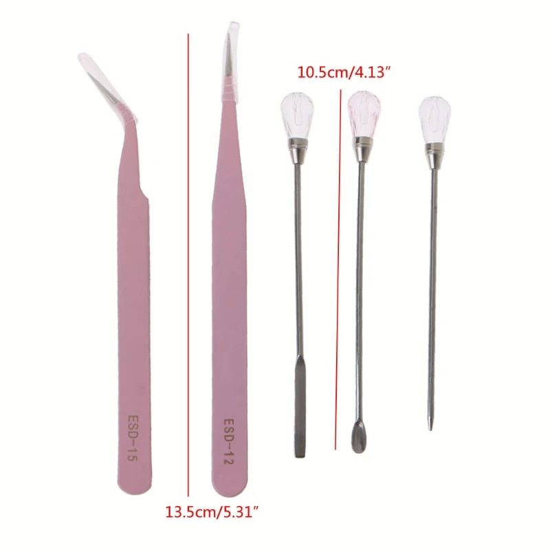 

5Pcs Silicone Resin Tools Set Mixing Stirring Sticks Bubble Removers Needle Pigment Spoon Tweezers Resin Crafts Tools