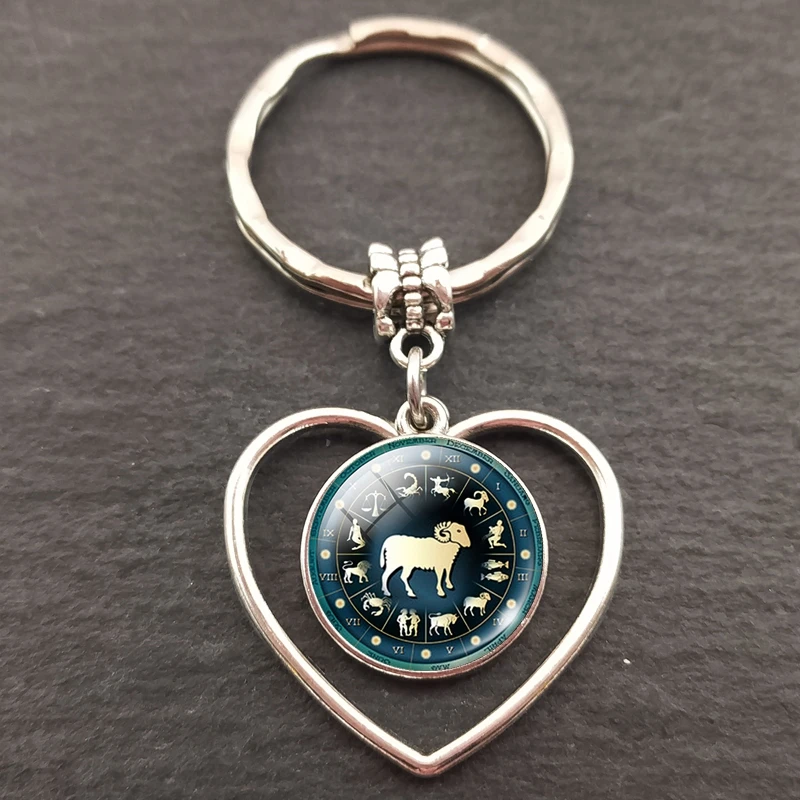 12 знаков зодиака в форме сердца кольца для ключей сумка круглая подвеска |