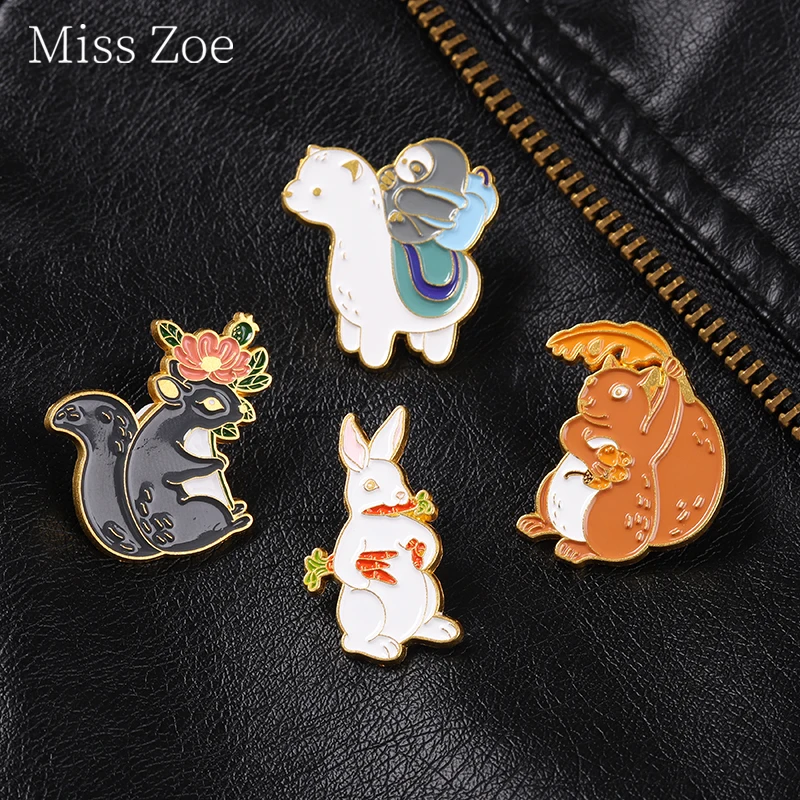 

Cartoon Forest Animal Enamel Pin Metal Badge Squirrel Alpaca Brooches Lapel Clothes Backpack Bag Hat Jewelry Gift For Kid Friend