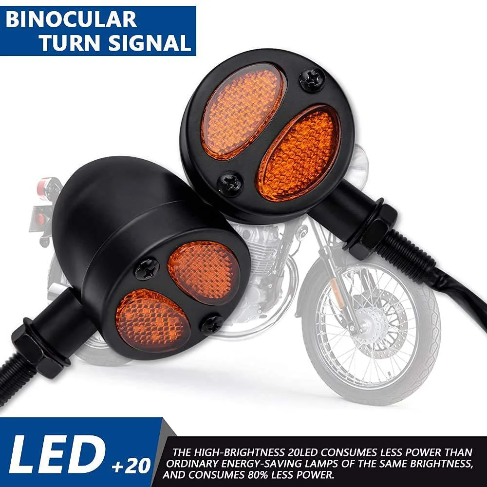 

2pc Motorcycle Led Turn Signals Light with Brake Running Indicator Light for Cafe Racer Bobber Sporster Softail Dyna Chopper ATV