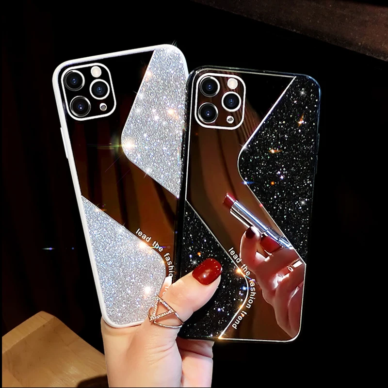 Роскошный блестящий косметический зеркальный чехол для iPhone 12 11 Pro MAX X XS XR 8 7 Plus SE2020
