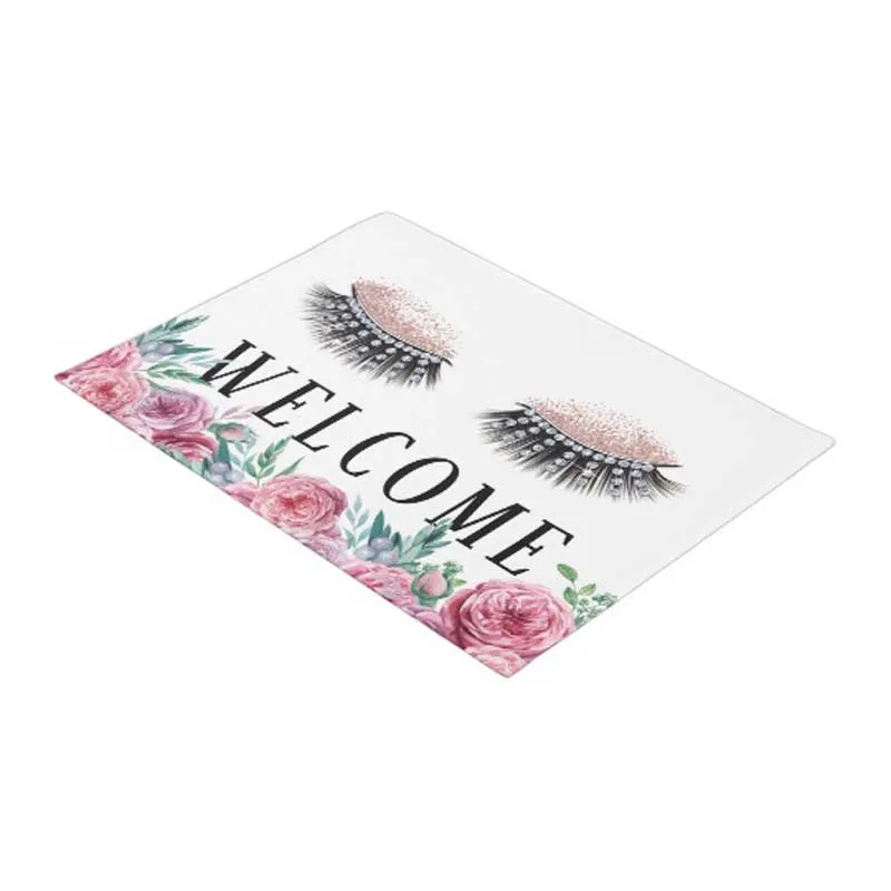 Модные Розовые золотые ресницы для салона красоты Цветочный Коврик двери