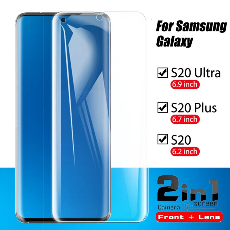 

S20 Curved Full Cover Hydrogel Film for Samsung S20 Ultra 5G Note 10 Pro S8 S9 S10 Plus Screen Protector with Camera Lens Glass
