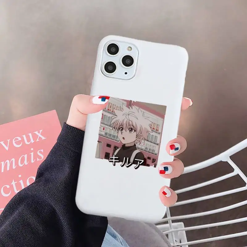 

Hunter X Hunter Killua Zoldyck Anime Phone Case White Candy Color for iPhone 6 7 8 11 12 s mini pro X XS XR MAX Plus