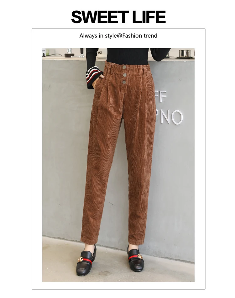 Women Corduroy Pants Vintage Casual Warm Woman Corduroy Trousers Loose Harem Pant S-5XLPlus Size Autumn Winter New Fashion
