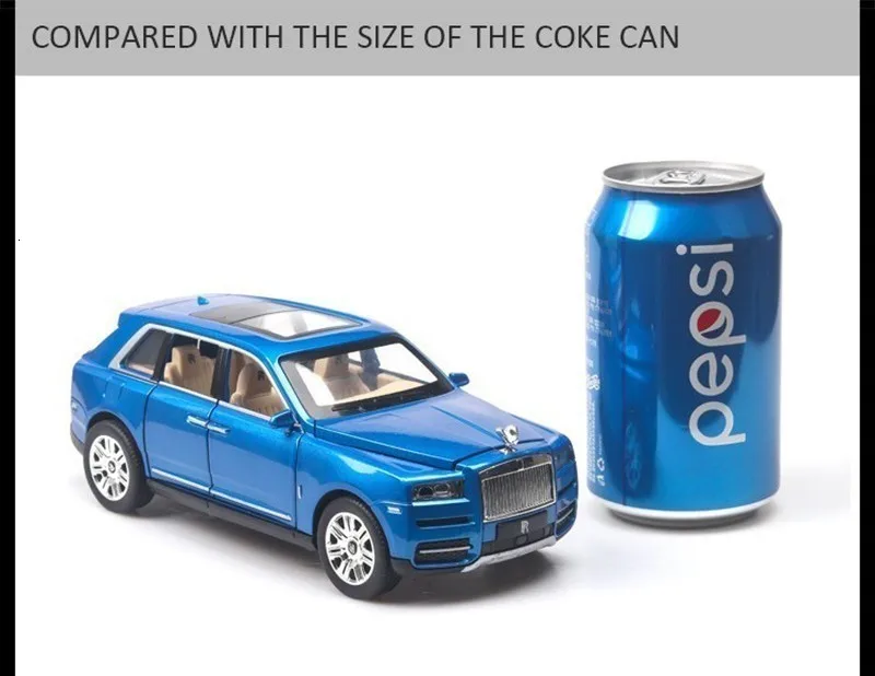 1:24 Rolls Royce Cullinan, модель автомобиля из сплава, большой размер, имитация внедорожника, металлическая модель автомобиля, светильник со звуком, вытяжка, 6 дверей