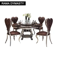 rama dymasty stainless steel dining room set home furniture modern marble dining table and 6 chairsround dining table