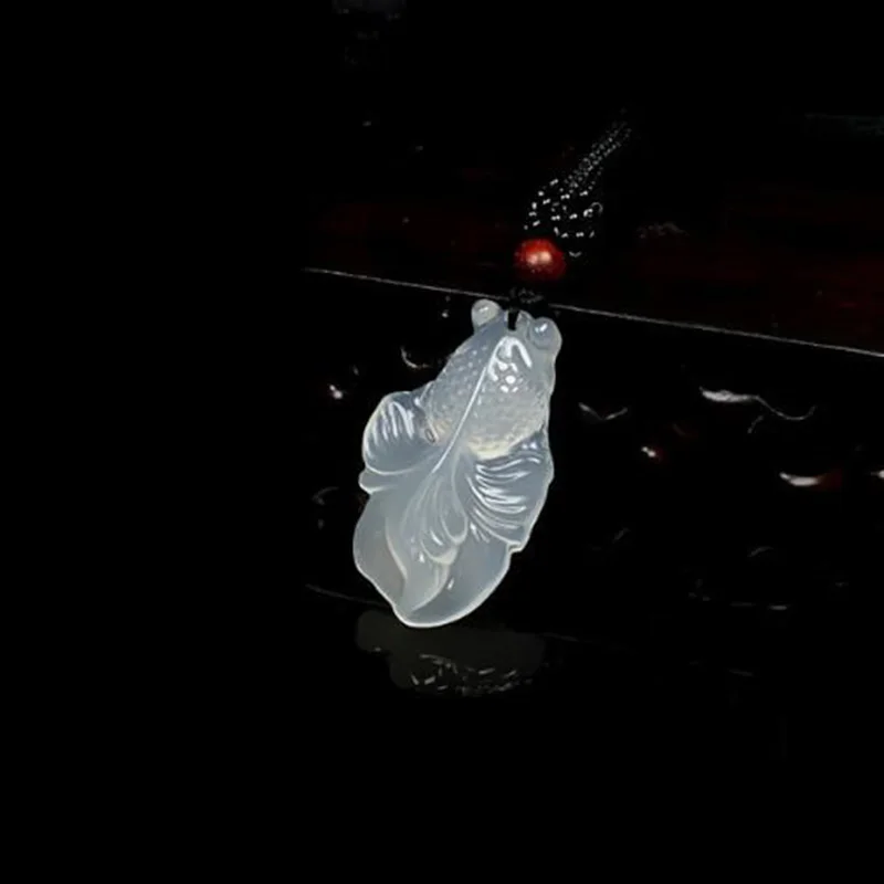 Ожерелье из натурального белого агата халцедона золотой рыбки нефрита подвеска