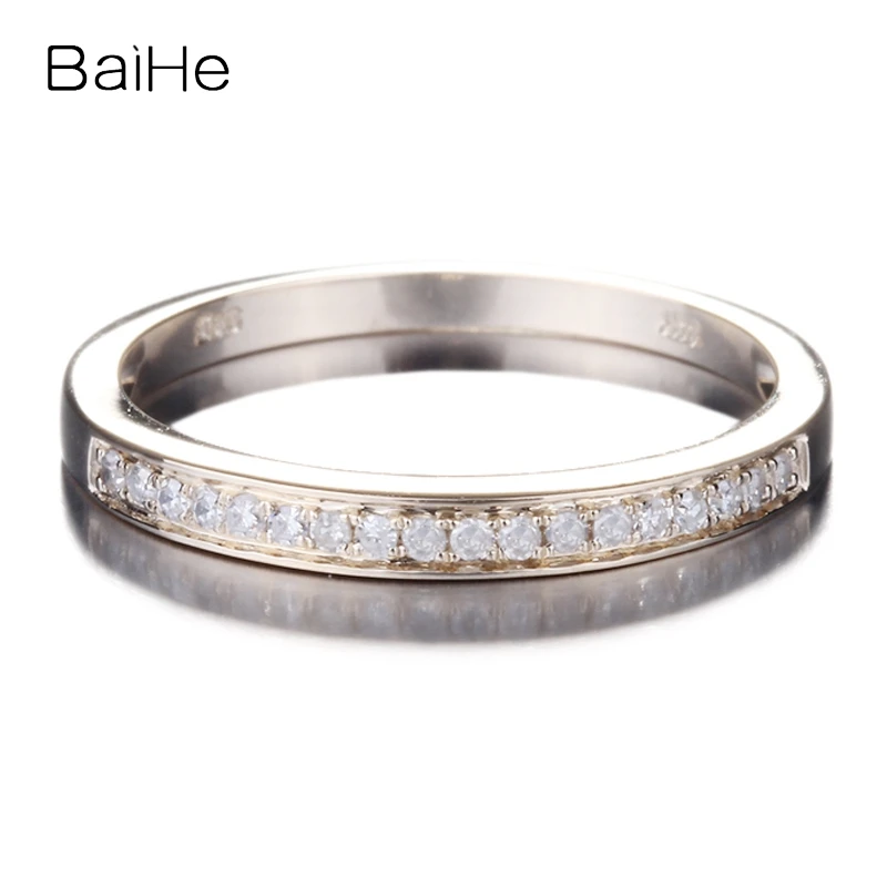 

BAIHE Solid 14K Yellow Gold H/SI Round Natural Diamond Ring Lady Men Engagement Trendy Fine Jewelry Match Ring Anillo diamantes