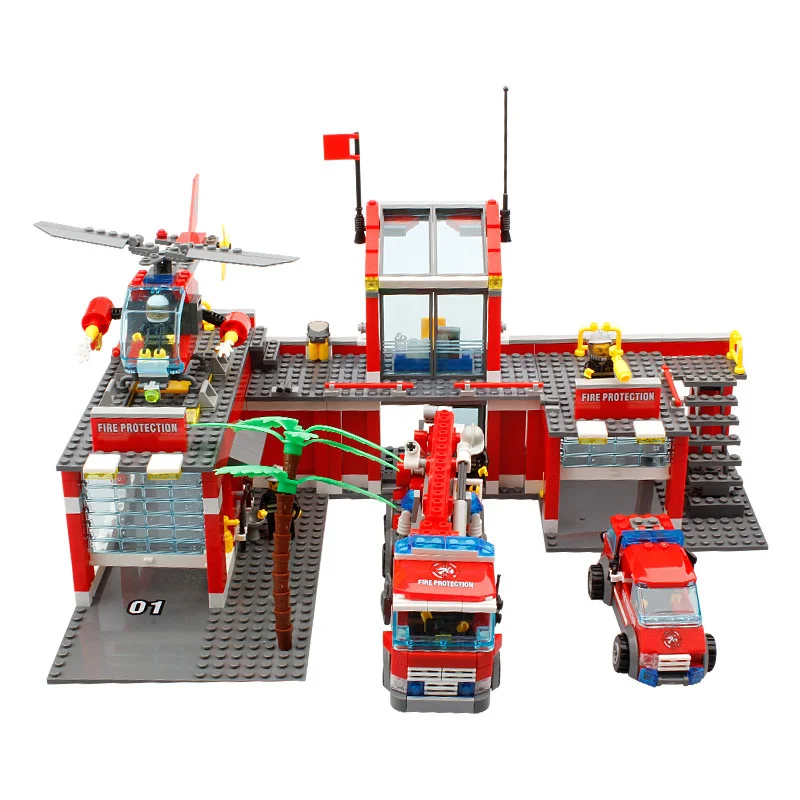 

774pcs Kaizhi 8051 Fire Administration Aircraft Rescue Ladder Car Mini-particle Scene Building Block Toy Gifts