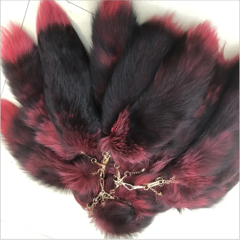 Real Fox Fur Tail Pendants Keychain 40cm Long Thicken Fluffy Key Ring Chain Bag Charm Best Gift Jewelry