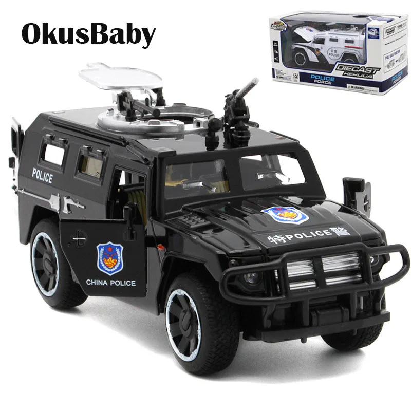 

1:32 Сплав звук и светильник Panzer полиция спецназ детская игрушка модель автомобиля Vhicle Грузовик Мотор дома детские светодиодные игрушки с от...