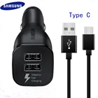 Автомобильное зарядное устройство Samsung с двумя USB-портами, адаптер для быстрой зарядки для Galaxy S8 S9 S10 + Note 8 9 10 A30 A50 A70 A9S