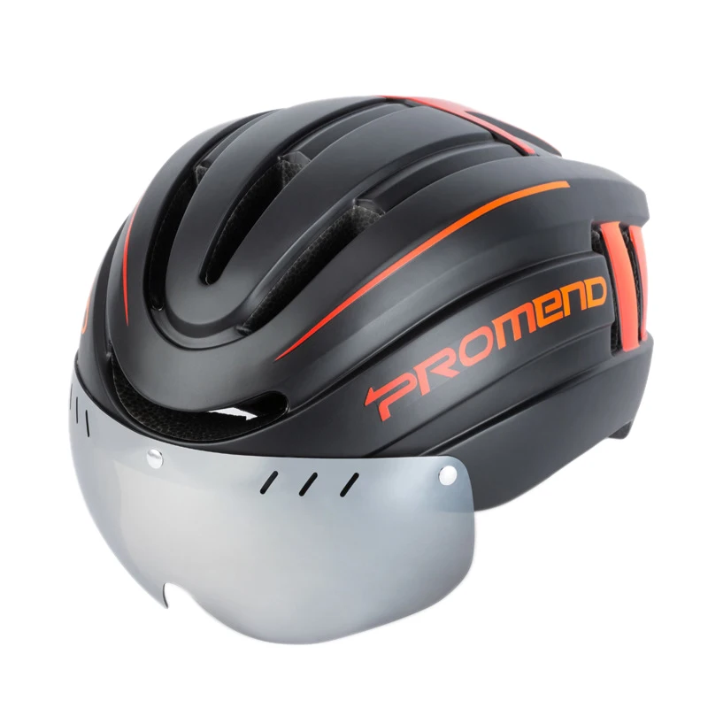 

PROMEND Bike Helmet With LED Tail Light Detachable Windglasses Intergrally-Molded Bicycle Helmet Mountain Road Bike Helmet