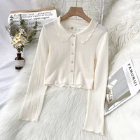 2021 elegant lady lapel shirt womens autumn design sense blouse retro sweet thin top casual slim simple white blouse top tee