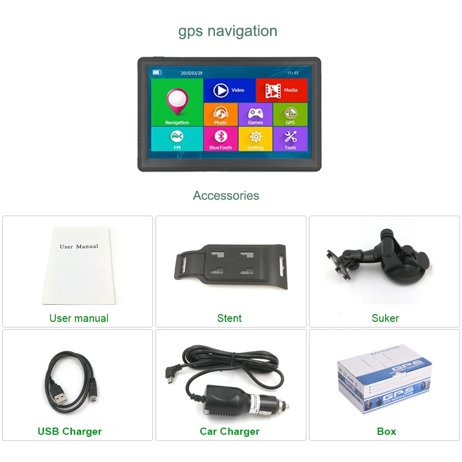 GPS-навигатор 7 дюймов автомобильный MTK 800 МГц ОЗУ 256 м ПЗУ 8 ГБ HD 800*480 навигационная