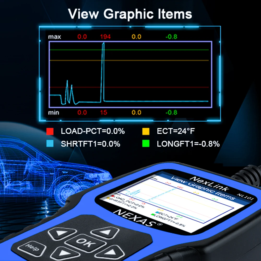 Диагностический сканер NEXAS Nexlink NL101 OBD2 диагностический инструмент | Автомобили и