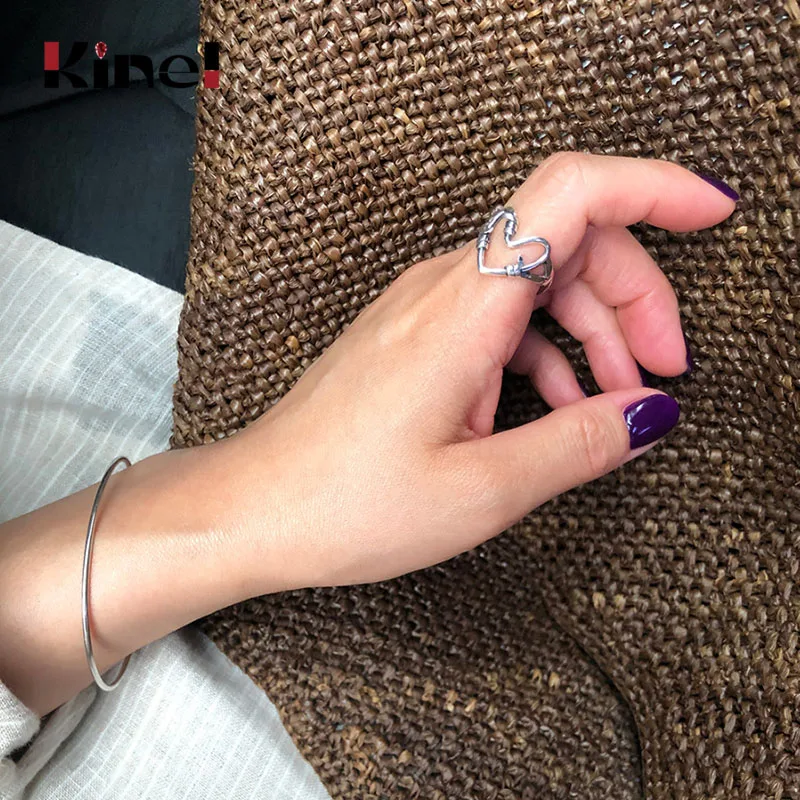 

Kine 100% Authentic Real 925 Sterling Silver Vintage Heart Finger Rings for Women Europe Style Fashion Fine Jewelry