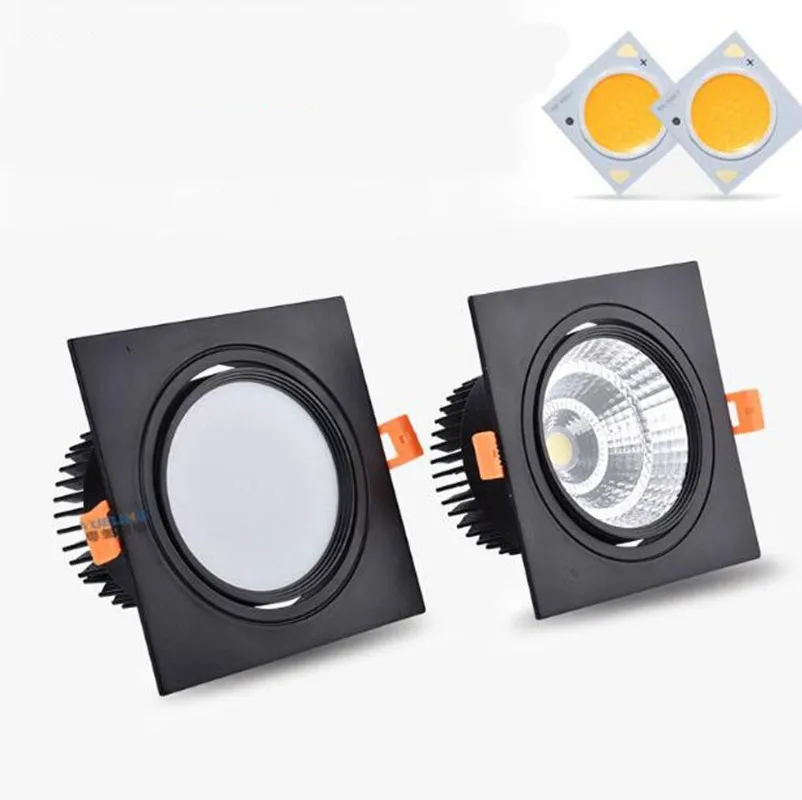 

FREE Dimmable LED COB Spotlight Ceiling lamp 9W 12W 15W Aluminum recessed downlights square
