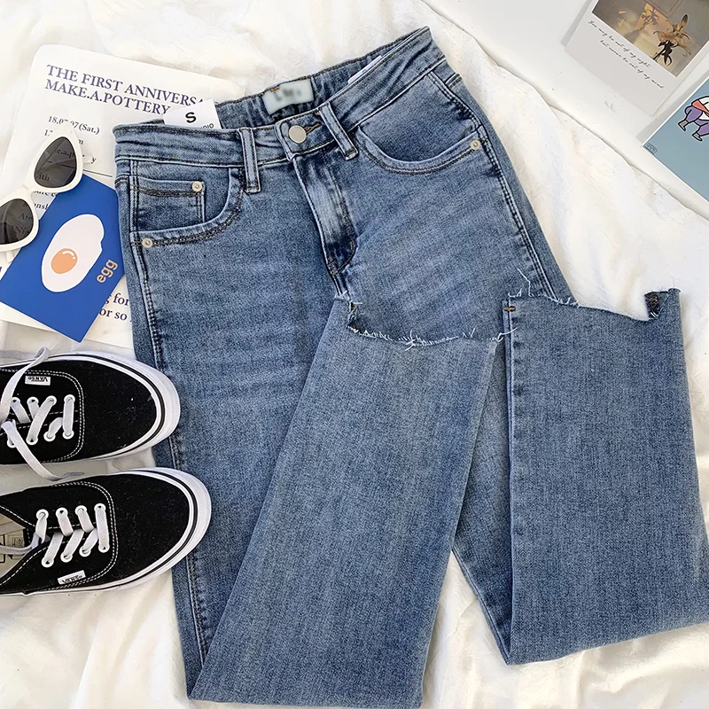 

Women's Jeans 2021 Spring New Casual Harajuku High Waist Femme Denim Trouser Streetwear Vintage Versatile Straight Pants