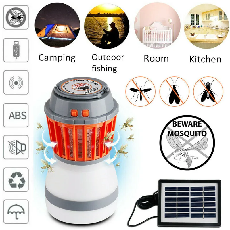 

Mosquito Repellent Lamp UV Solar LED Electric Fly Trap Zapper Insect Bug Pest Mosquito Killer+Night Lamp Repellents