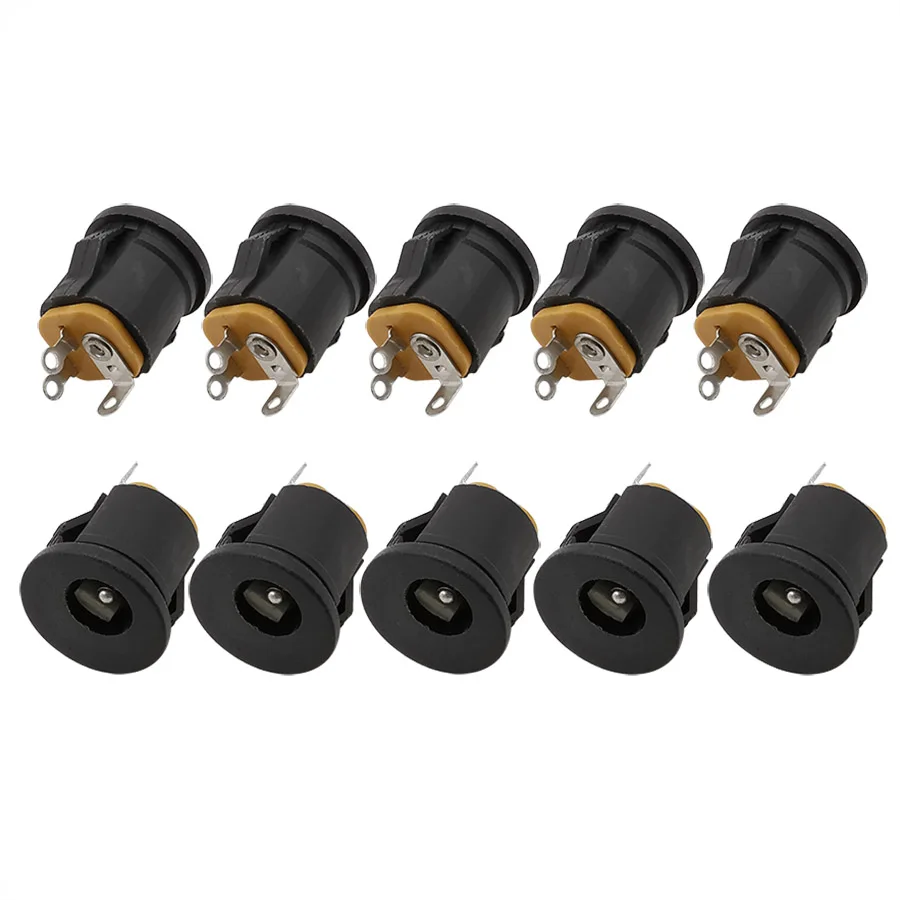 

10 шт./лот DC-022K 5,5*2,1 мм Разъем питания постоянного тока со штекера на гнездо зарядки Интерфейс для монтажа в панель 5,5x2,1 мм Разъем питания пост...