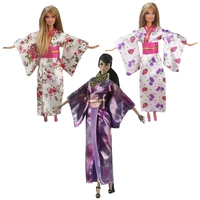 colorful japanese robe traditional kimono princess doll dress for barbie doll clothes long yukata costume 16 bjd accessory toy