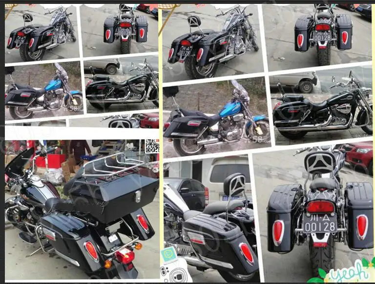 Black Hard Saddle bags Trunk Luggage w/LED Lights For Honda Shadow Spirit Sabre Aero ACE Steed VLX 400 600 1100 DLX VTX1300 1800 |
