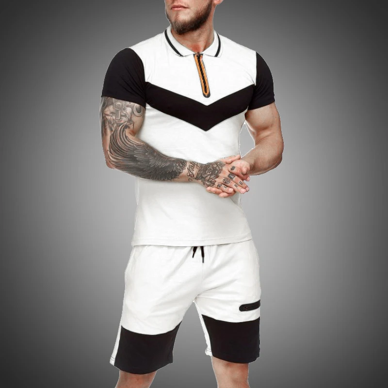 

Summer Men Set Sportswear Short Sleeve + Casual Short 2 Piece Set Thin Track Suits 2020 Mens Fitness Running Sport Sweat Suit