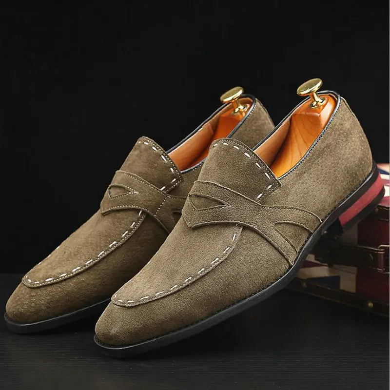 Men Flat Black suede ShoeS loafers Driving slip on Shoes Man Dress BIG SIZE 48 Casual flats shoes A57-37 | Обувь