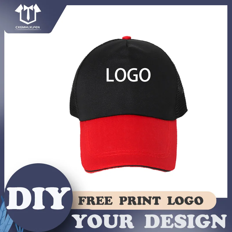 

Summer leisure sports baseball cap unisex custom logo fashion breathable color matching mesh cap diy brand text