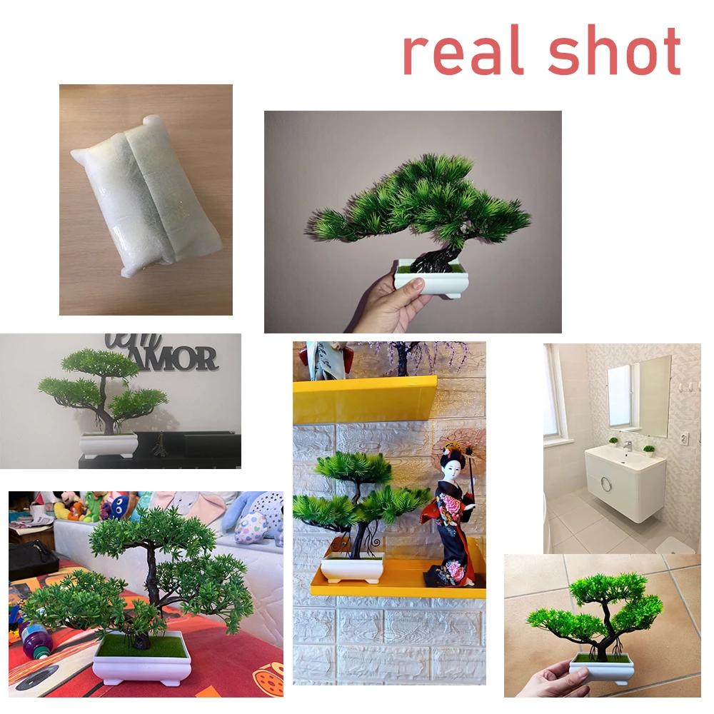 

green bonsai Artificial Plants small tree art home/garden/desk deco fake plastic plants with potted greenry craft supplies 1pc