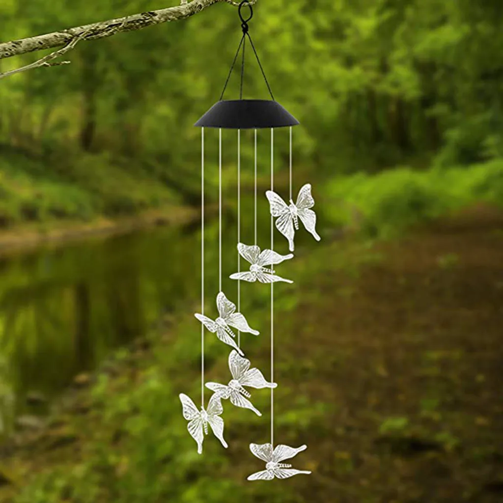

Energy Efficient Solar Color Changing Led Butterfly Wind Chimes Waterproof Garden Ornaments Outdoor Decor Hanging Wind Spinner