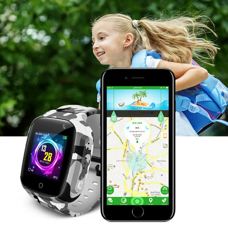 LEC2 Детские умные часы с функцией вызова SIM gps Wi-Fi GSM SOS IP67 для Android мальчиков и