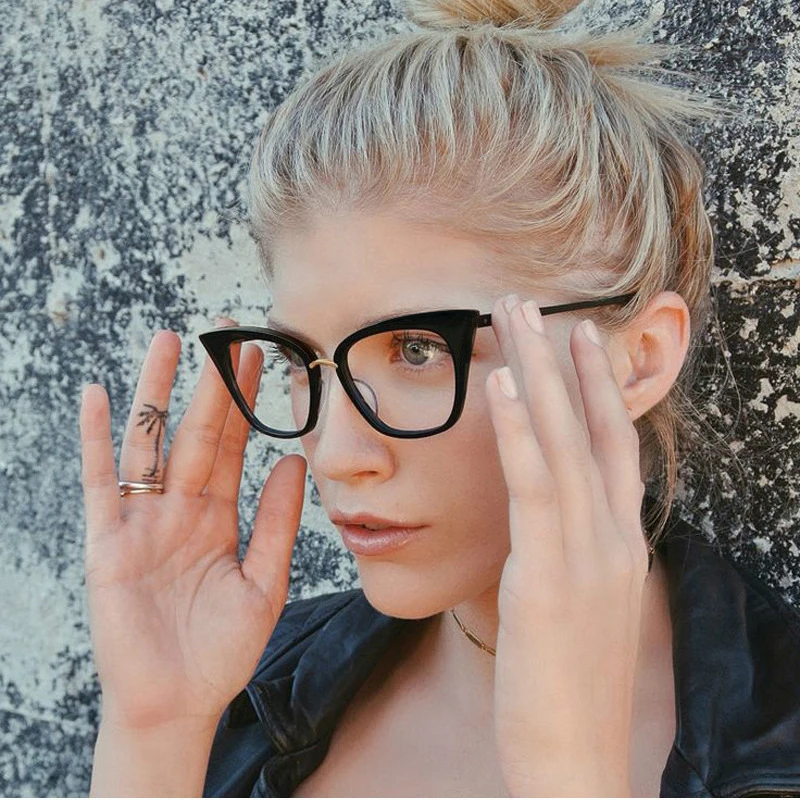 

Female Cat Eyes Precription Glasses Frame, Women Black Eyeglass Optical Glass Frameme for Myopia Presbyopia Hyperopia F216