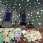Флуоресцентные наклейки, 50 шт., 3D звезды, светящиеся в темноте, наклейки на стену для детской, гостиной, наклейки