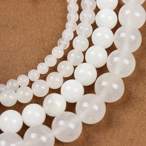 

1strand/lot 4 6 8 10 12mm White Carnelian Agates Round Ball Gem Beads Loose For Jewelry Making DIY Necklace Bracelet