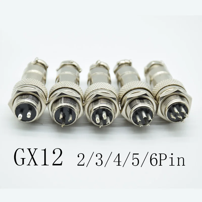 1 комплект (штекер + гнездо) GX12 2/3/4/5/6 контактные штыри 12 мм Стандартный круглый