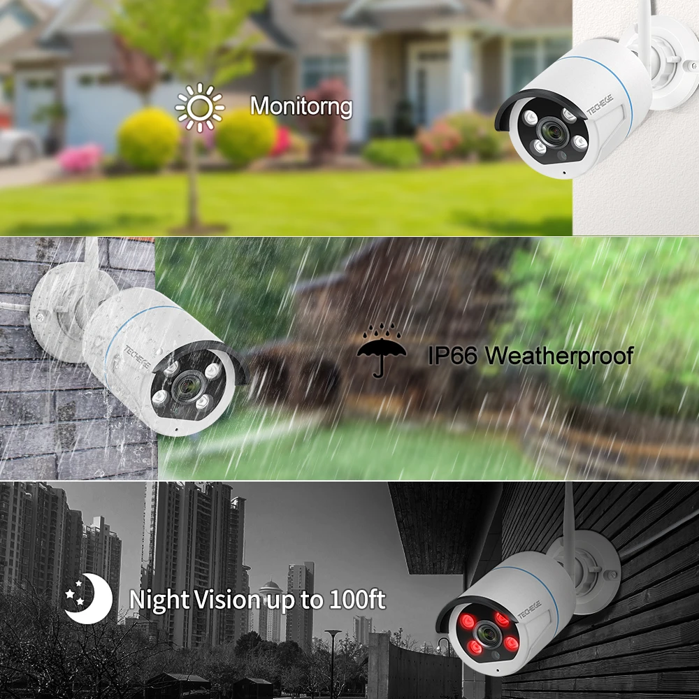 Беспроводная система видеонаблюдения Techege водонепроницаемая уличная Wi Fi камера 3
