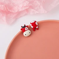 origin summer cute red ox asymmetric stud earrings for women new year animal every day earrings funny festival accessories gift