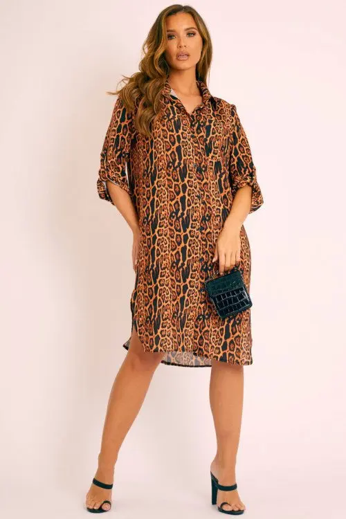 

Women Leopard Print Shirts Elegant Modern Office Lady Blouse Long Sleeve Turn Down Collar Girls Chic Top Button Daily Streetwear