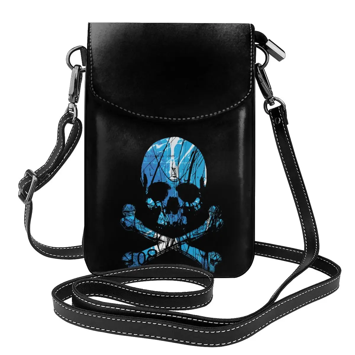 

BLUE SKULL Shoulder Bag Skeleton Head Streetwear Female Women Bags Gift Vintage Leather Purse